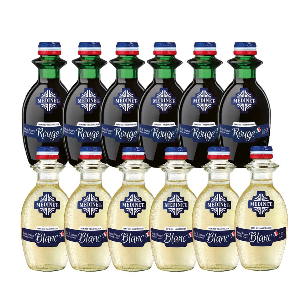 SHOP24 Medinet Rouge and Blanc 250ml(6 bottles), high-quality grapes from France one of the popular wines in Singapore.