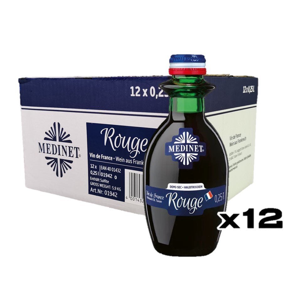 SHOP24 Medinet Rouge 250ml(12 bottles), high-quality grapes from France one of the popular wines in Singapore. Alc 12%