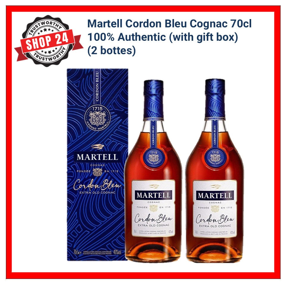 SHOP24 Martell Cordon Bleu Cognac 70cl (2 Bottles)_ - Exceptionally Rounded, Mellow Sensation with Gift Box 100% Authentic
