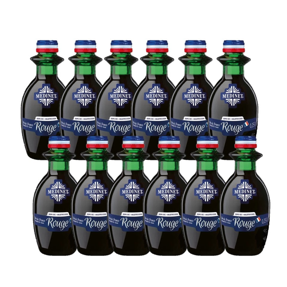 SHOP24 Medinet Rouge 250ml (12 bottles), high-quality grapes from France one of the popular wines in Singapore. Alc 12%