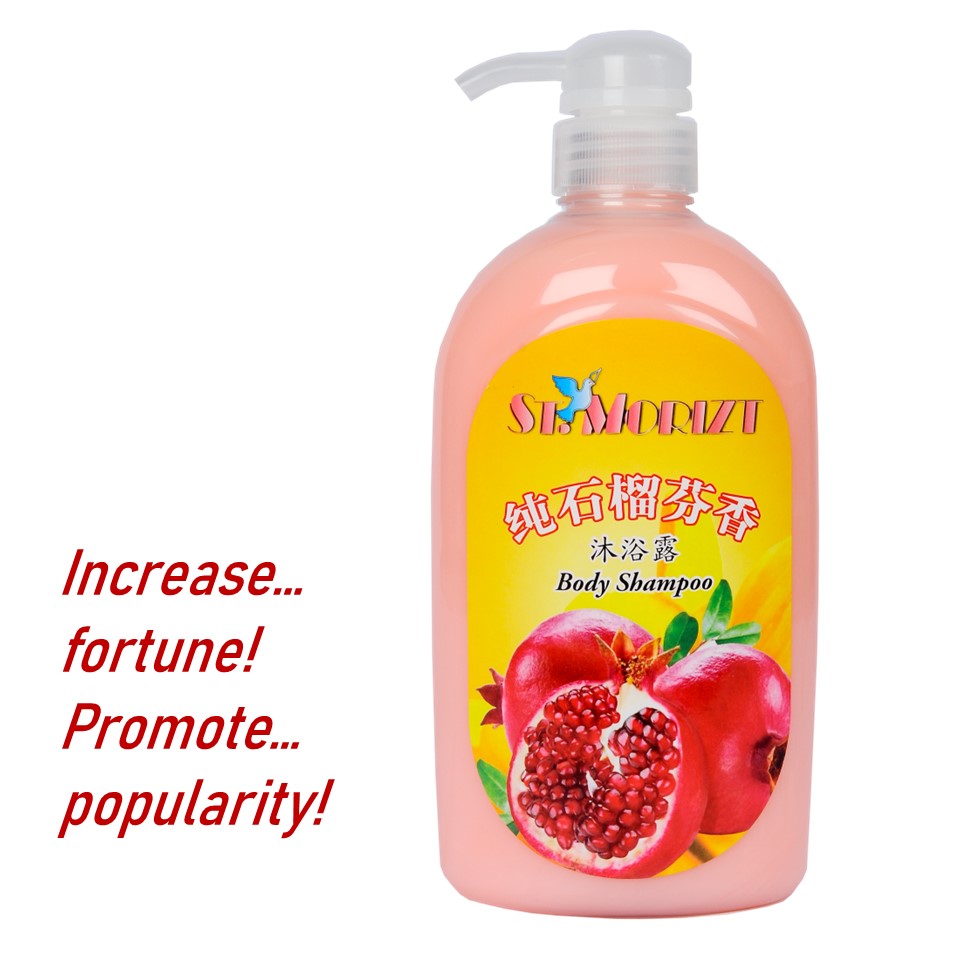 ST.MORIZT Pomegranate plant extracts body shampoo 750ml, remove bad luck and increase your fortune, promote your popularity refreshing and lasting aroma for you and your family members shop24.sg