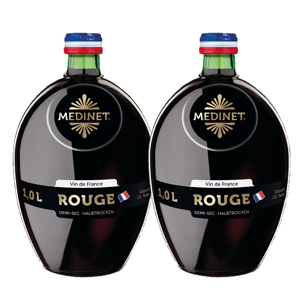 SHOP24 MEDINET ROUGE 1000ml Red Wine(2 Bottles), High quality grapes from France, 12% alcohol