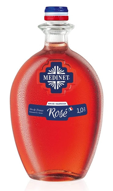 SHOP24 MEDINET ROUGE and ROSE 1000ml Red and White Wine(1 bottle each), High quality grapes from France