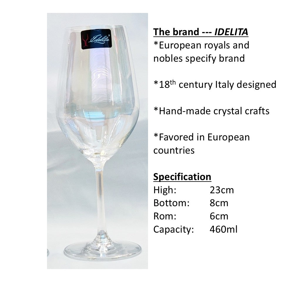 Shop24 IDELITA hand-made crystal rainbow wine glass 460ml (2pcs)