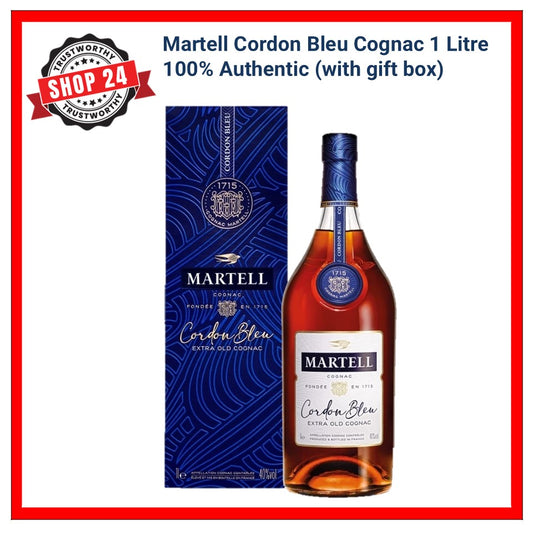 SHOP24 Martell Cordon Bleu Cognac 1L - Exceptionally Rounded, Mellow Sensation with Gift Box 100% Authentic