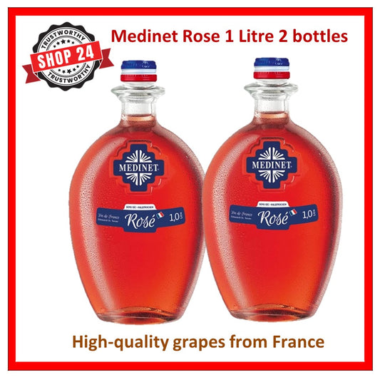 SHOP24 MEDINET ROSE 1000ml White Wine(2 bottles), High quality grapes from France, 11.5% alcohol