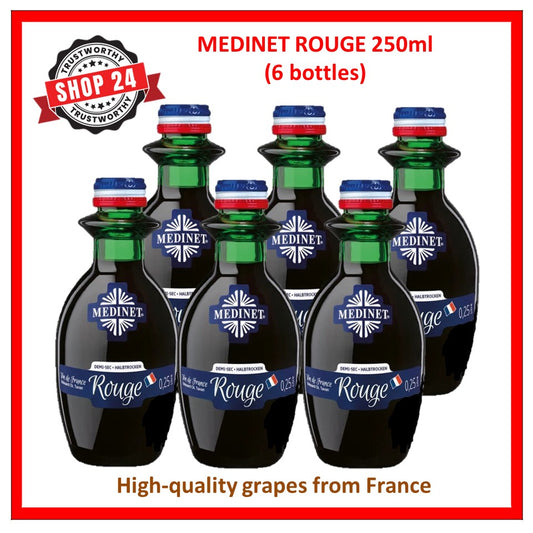 SHOP24 Medinet Rouge 250ml(6 bottles), high-quality grapes from France one of the popular wines in Singapore. Alc 12%
