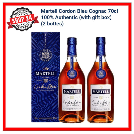 SHOP24 Martell Cordon Bleu Cognac 70cl (2 Bottles)_ - Exceptionally Rounded, Mellow Sensation with Gift Box 100% Authentic