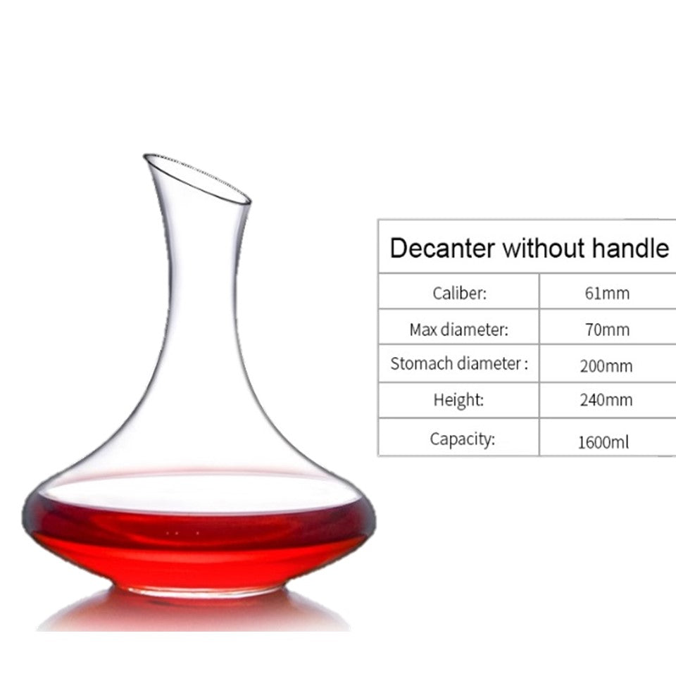 SHOP24 Crystal glass wine decanter red wine pourer container lead-free crystal glass material personality wake-up wine jug 1500ml with 6 pieces 320ml wine glasses