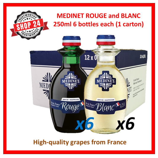 SHOP24 Medinet Rouge and Blanc 250ml (6 bottles each), high-quality grapes from France one of the popular wines in Singapore