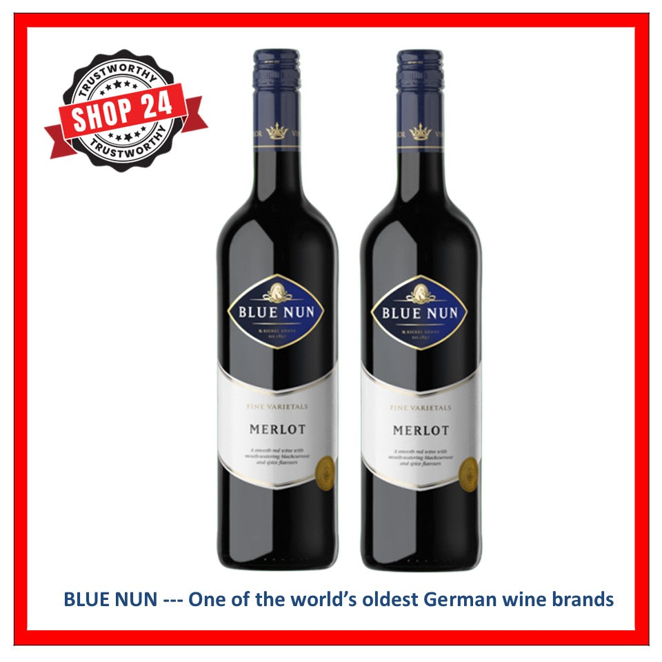 SHOP24 BLUE NUN MERLOT(2 bottles) quality red wine from Germany 750ml 13% Alc for gathering and all occasion celebration