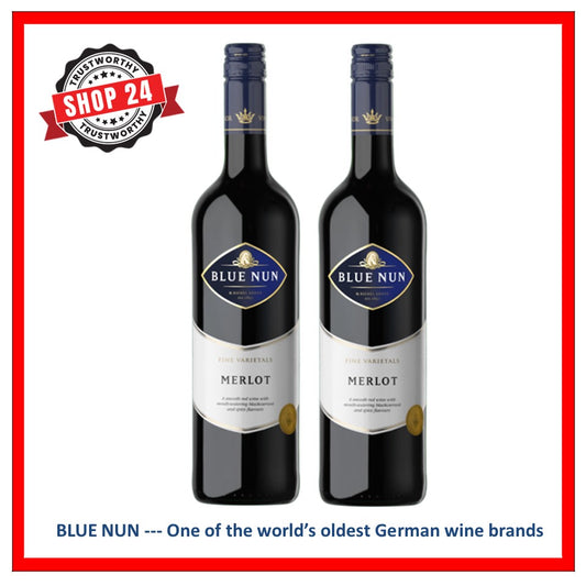 SHOP24 BLUE NUN MERLOT(2 bottles) quality red wine from Germany 750ml 13% Alc for gathering and all occasion celebration