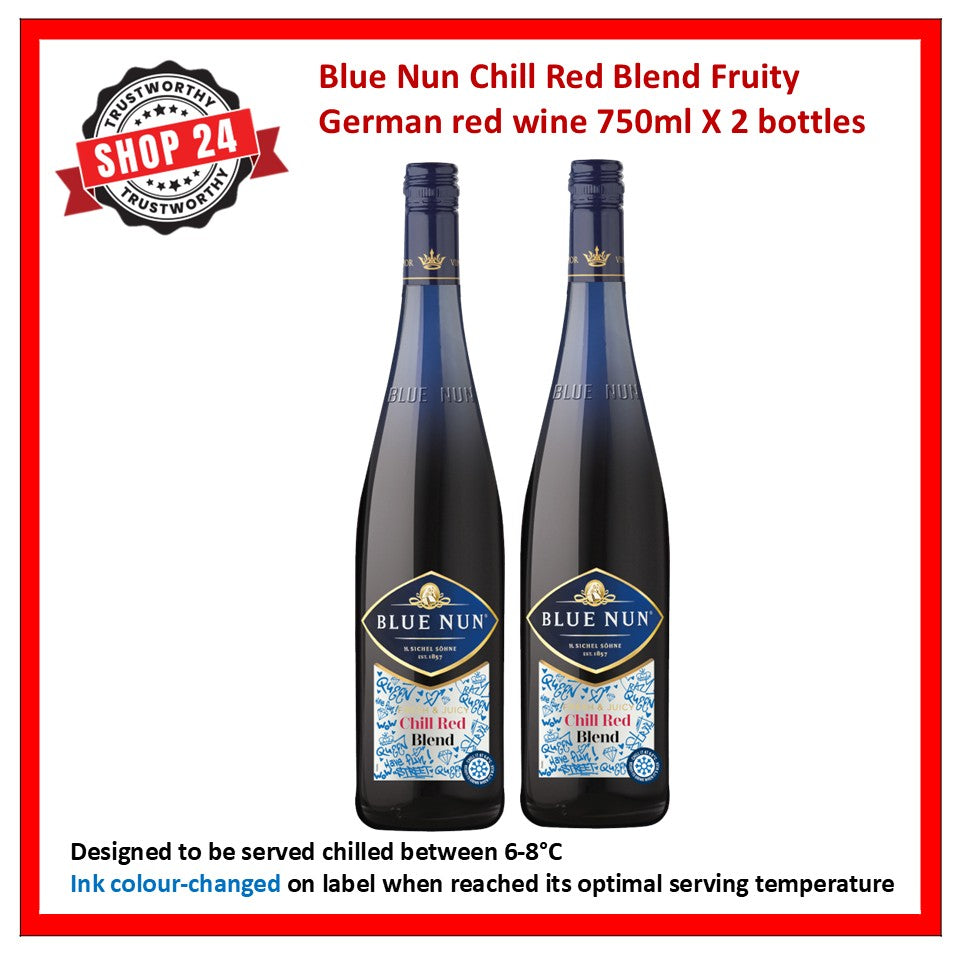 SHOP24 Blue Nun Chill Red Blend Fruity German red wine (2 bottles) best choice for all occasions celebration and gathering 11% Vol
