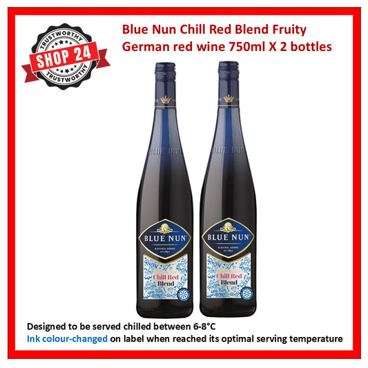 SHOP24 Blue Nun Chill Red Blend Fruity German red wine (2 bottles) best choice for all occasions celebration and gathering 11% Vol
