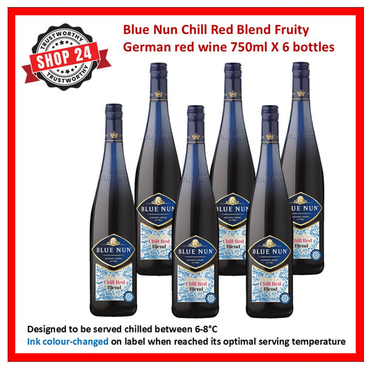 SHOP24 Blue Nun Chill Red Blend Fruity German red wine (6 bottles) best choice for all occasions celebration and gathering 11% Vol