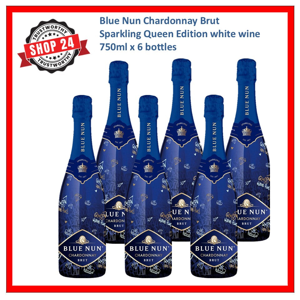 Shop24 Blue Nun Chardonnay Brut is a Sparkling Queen Edition white wine (6 bottles) your best choice for all occasions celebration and gathering 11% vol
