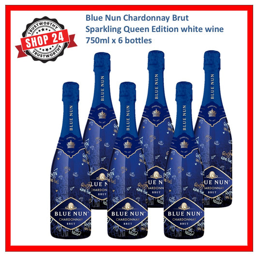 Shop24 Blue Nun Chardonnay Brut is a Sparkling Queen Edition white wine (6 bottles) your best choice for all occasions celebration and gathering 11% vol