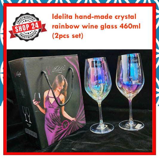 Shop24 IDELITA hand-made crystal rainbow wine glass 460ml (2pcs)