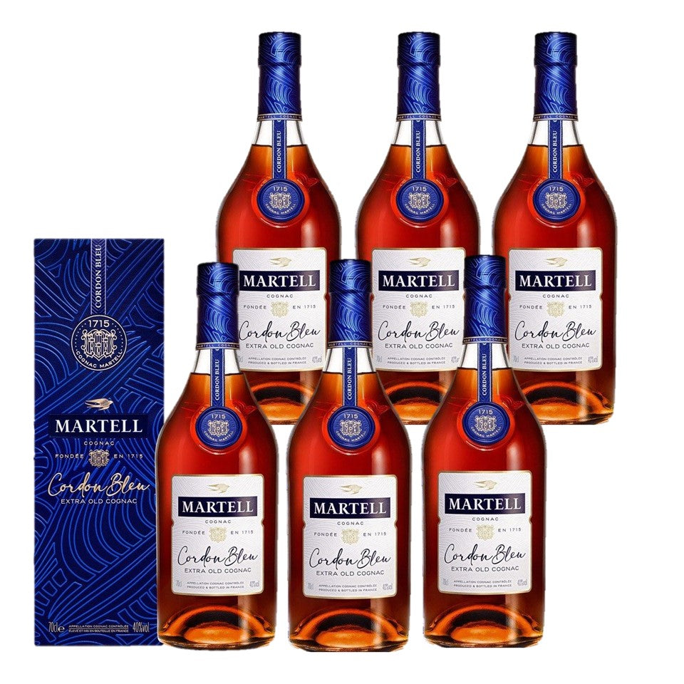 SHOP24 Martell Cordon Bleu Cognac 70cl 6 Bottles - Exceptionally Rounded, Mellow Sensation with Gift Box 100% Authentic