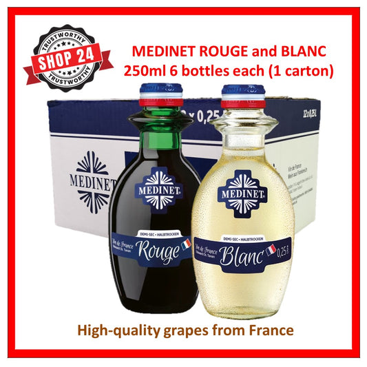 SHOP24 Medinet Rouge and Blanc 250ml(6 bottles), high-quality grapes from France one of the popular wines in Singapore.