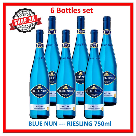 SHOP24 BLUE NUN Riesling White wine(6 bottles) one of the world’s oldest German wine brands 10.5% Alc