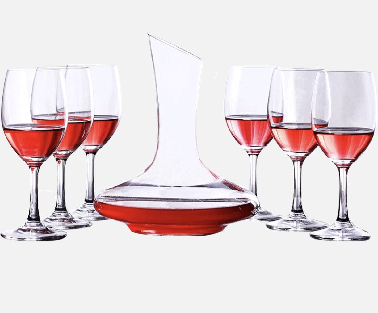 SHOP24 Crystal glass wine decanter red wine pourer container lead-free crystal glass material personality wake-up wine jug 1500ml with 6 pieces 320ml wine glasses