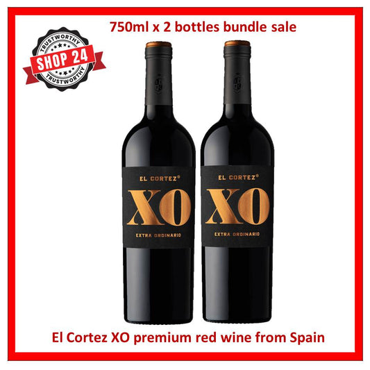 SHOP24 EL Cortez XO extra ordinary the new premium red wine from the Spanish bodega Torre Oria (750ml x 2 bottles) 14% alcohol