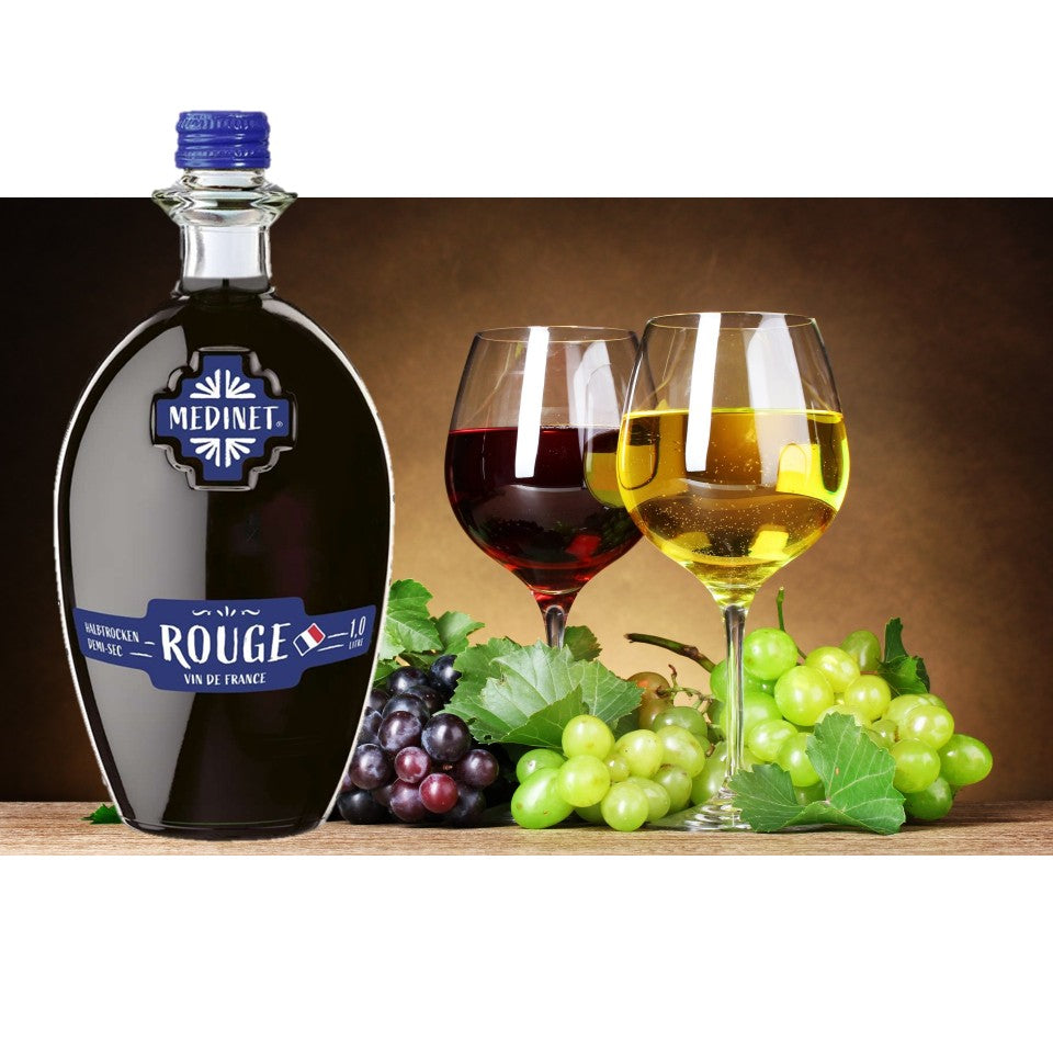 SHOP24 MEDINET ROUGE & BLANC 1000ml Red and White Wine Carton Sale(3 bottles each), High quality grapes from France