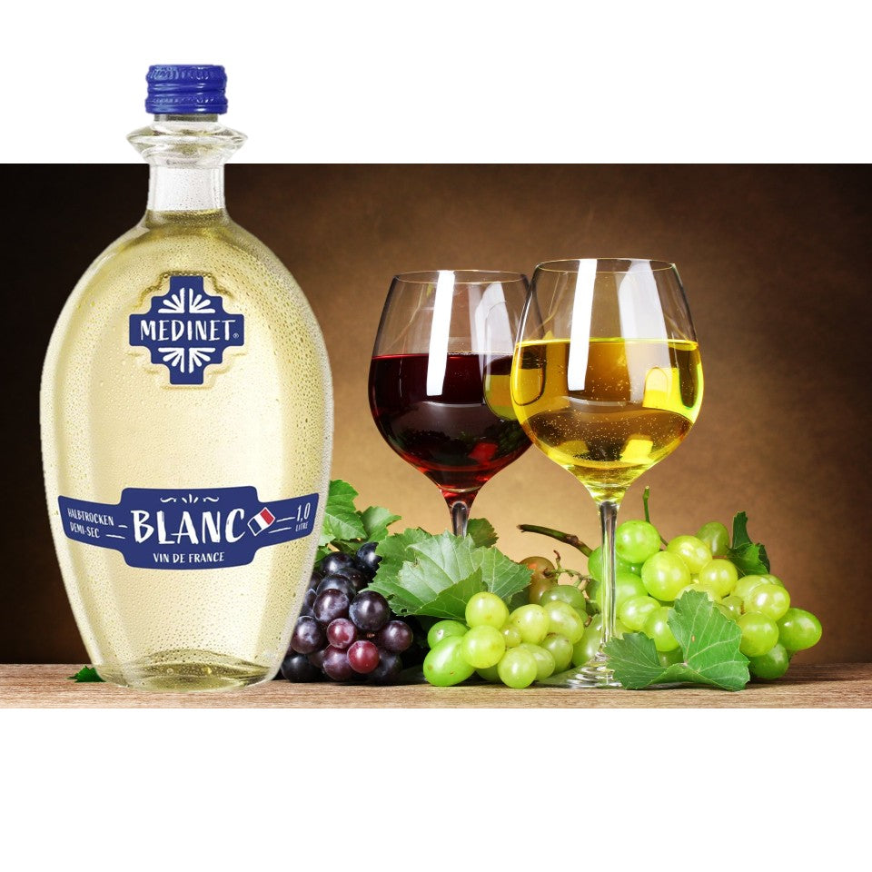 SHOP24 MEDINET ROUGE & BLANC 1000ml Red and White Wine Carton Sale(3 bottles each), High quality grapes from France