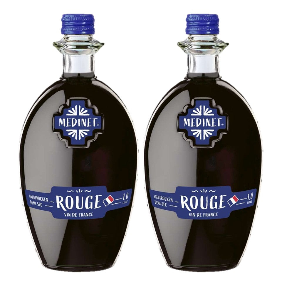 SHOP24 MEDINET ROUGE 1000ml Red Wine(2 Bottles), High quality grapes from France, 12% alcohol