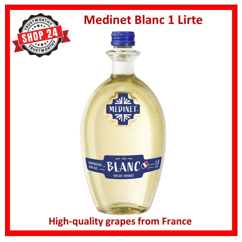 SHOP24 MEDINET BLANC 1000ml White Wine High quality grapes from France, 11% alcohol
