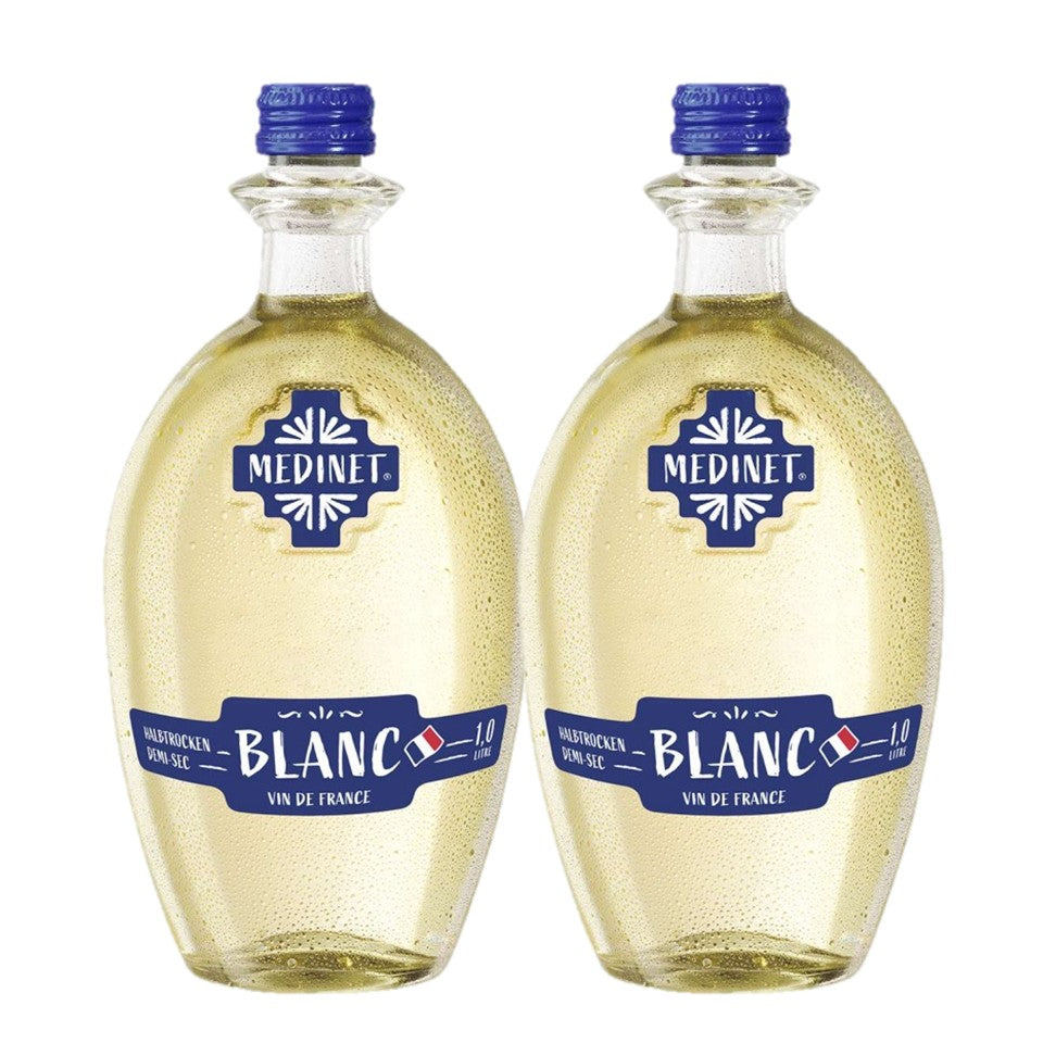 SHOP24 MEDINET BLANC 1000ml Wine(2 bottles), High quality grapes from France, 11% alcohol