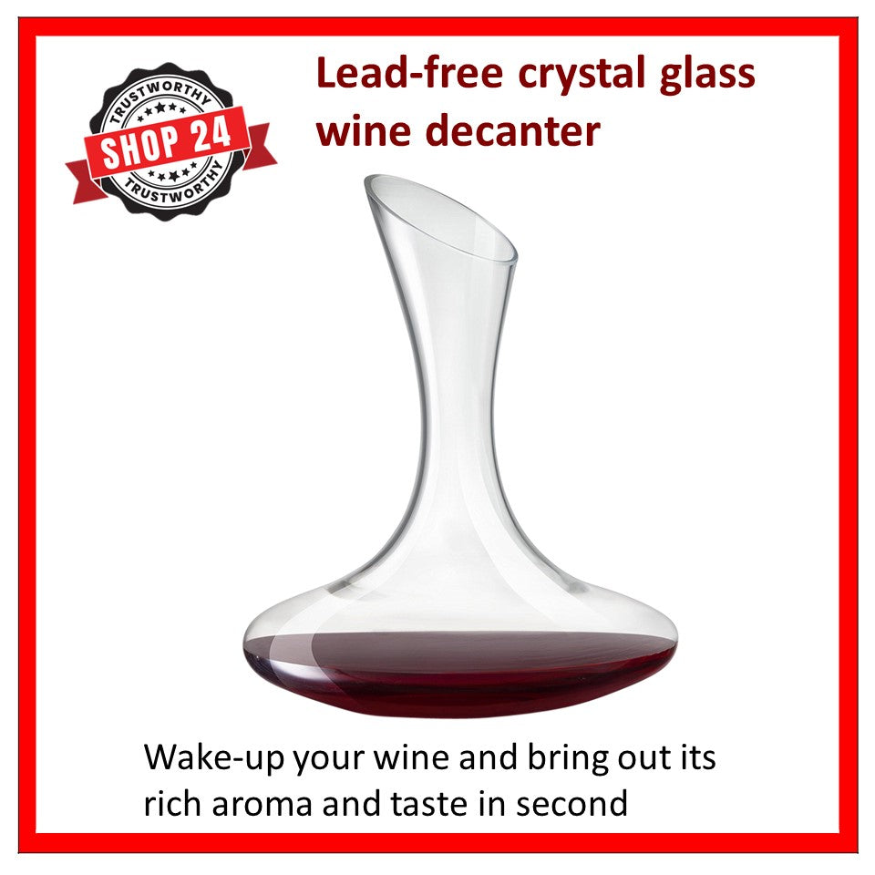 SHOP24 Crystal glass wine decanter red wine pourer container lead-free crystal glass material personality wake-up wine jug best wine decanter for gathering and all celebration occasion 1600ml